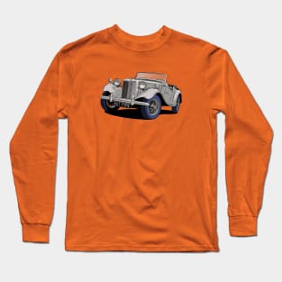 MG T Type Classic Car in Silver-Grey Long Sleeve T-Shirt